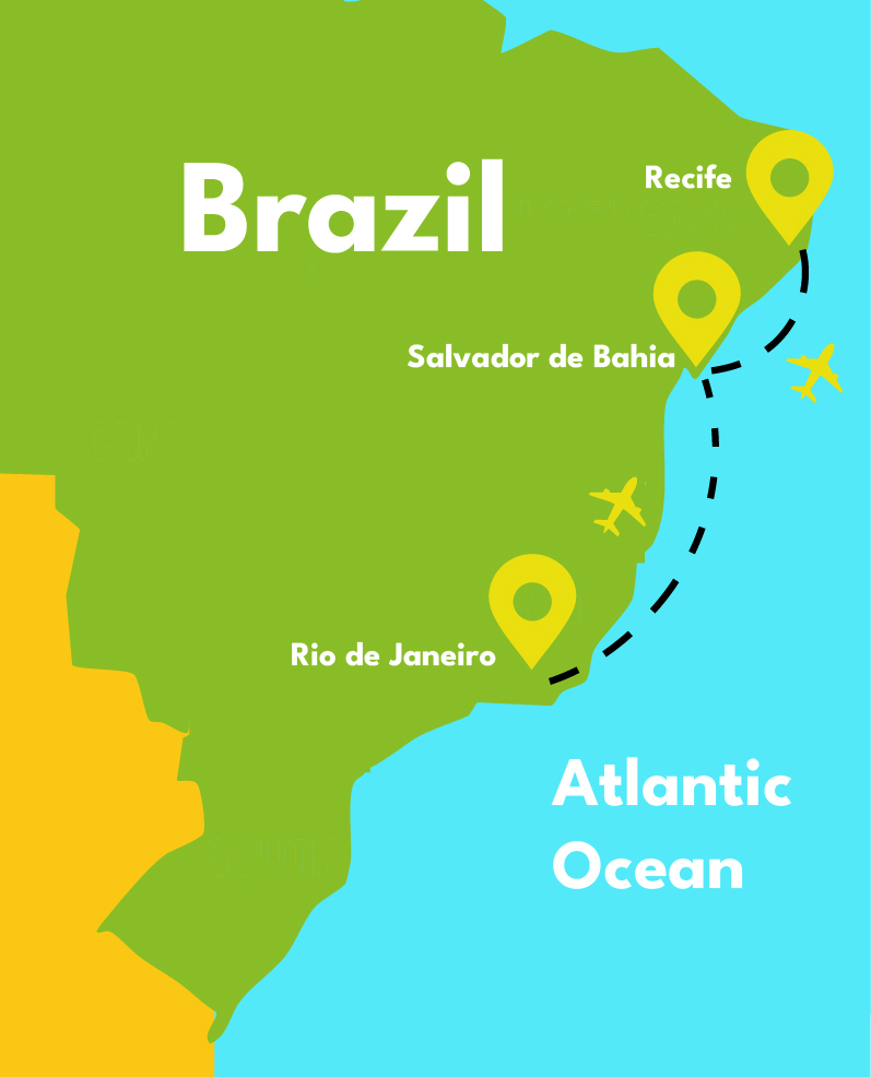 Brazil music tour map design by musical getaways to explore the cultural diversity of Brazil