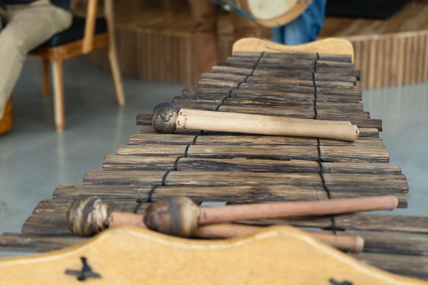Marimba chonta from the Colombian Pacific Coast in a workshop for Petronio Alvarez Festival Tour