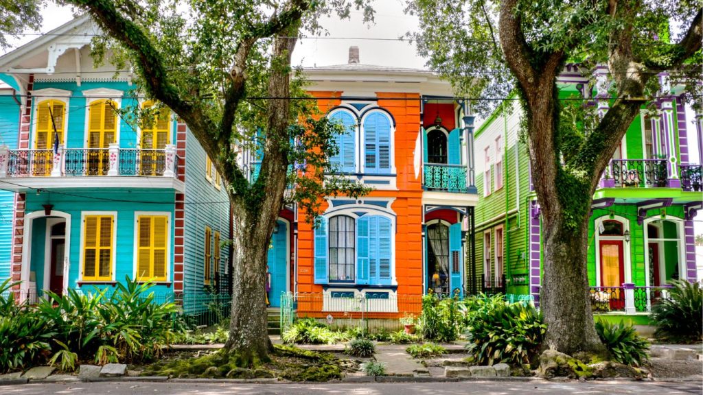 Colorful houses in New Orleans. NOLA, Louisiana