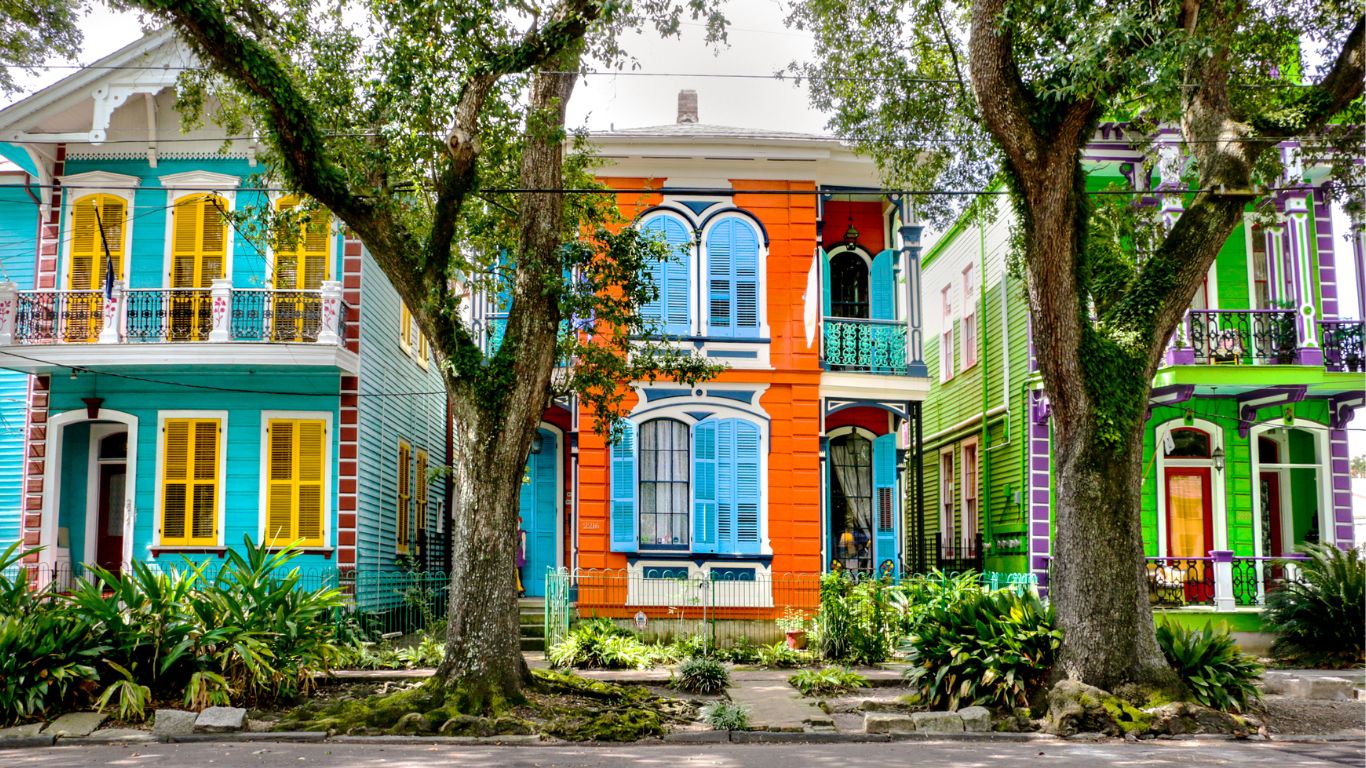 Colorful houses in New Orleans. NOLA, Louisiana