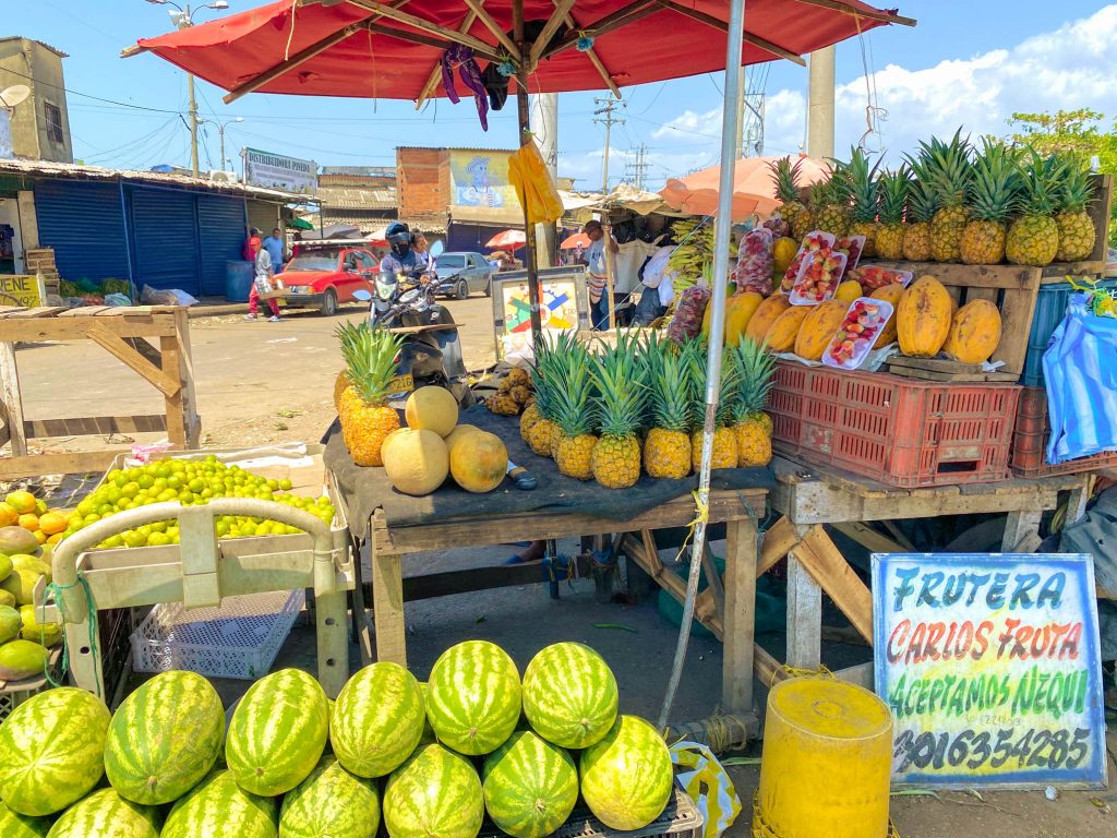 Fresh fruits in Bazurto market in Cartagena, Colombia