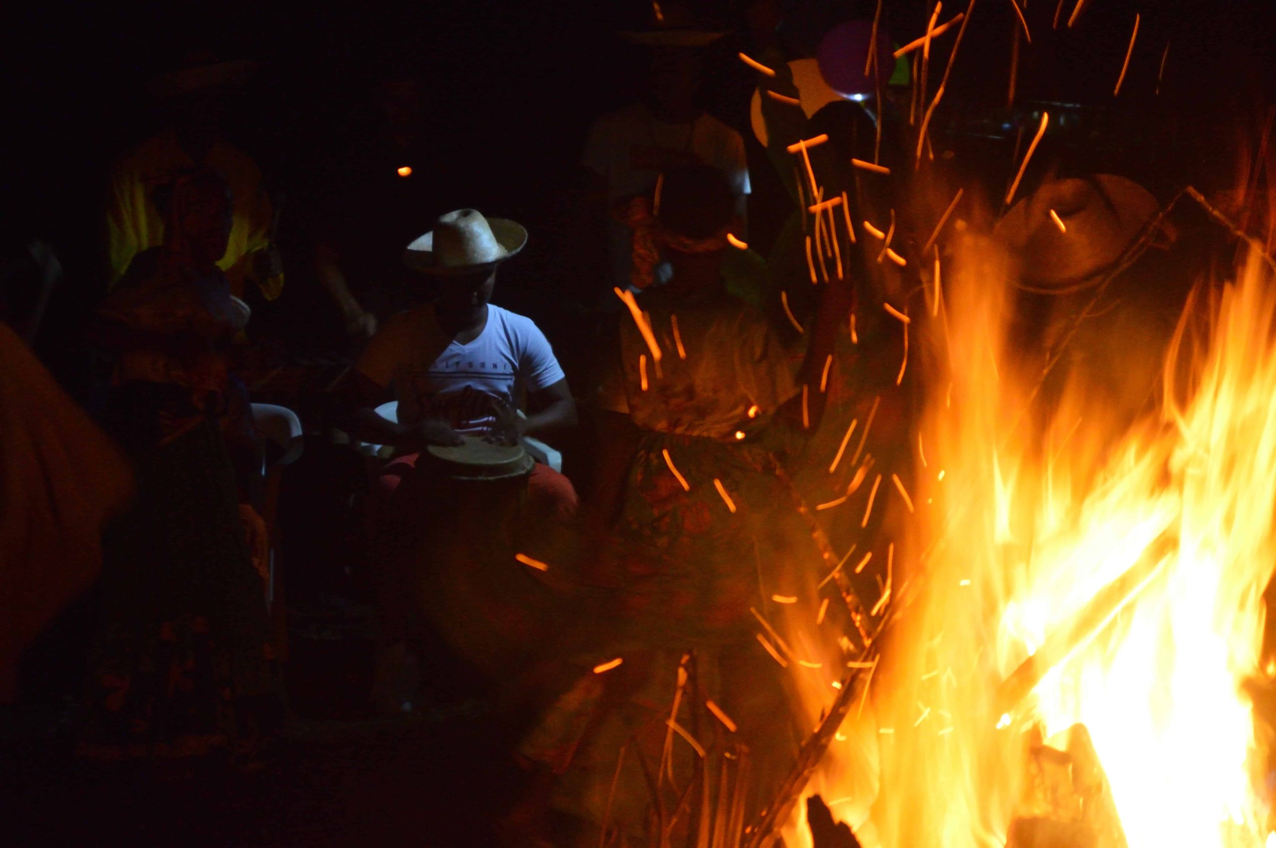Afro colombian band playing in a bonfire in Juanchaco, Buenaventura