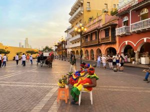 Palenqueras in the walled city. Cartagena, Colombia