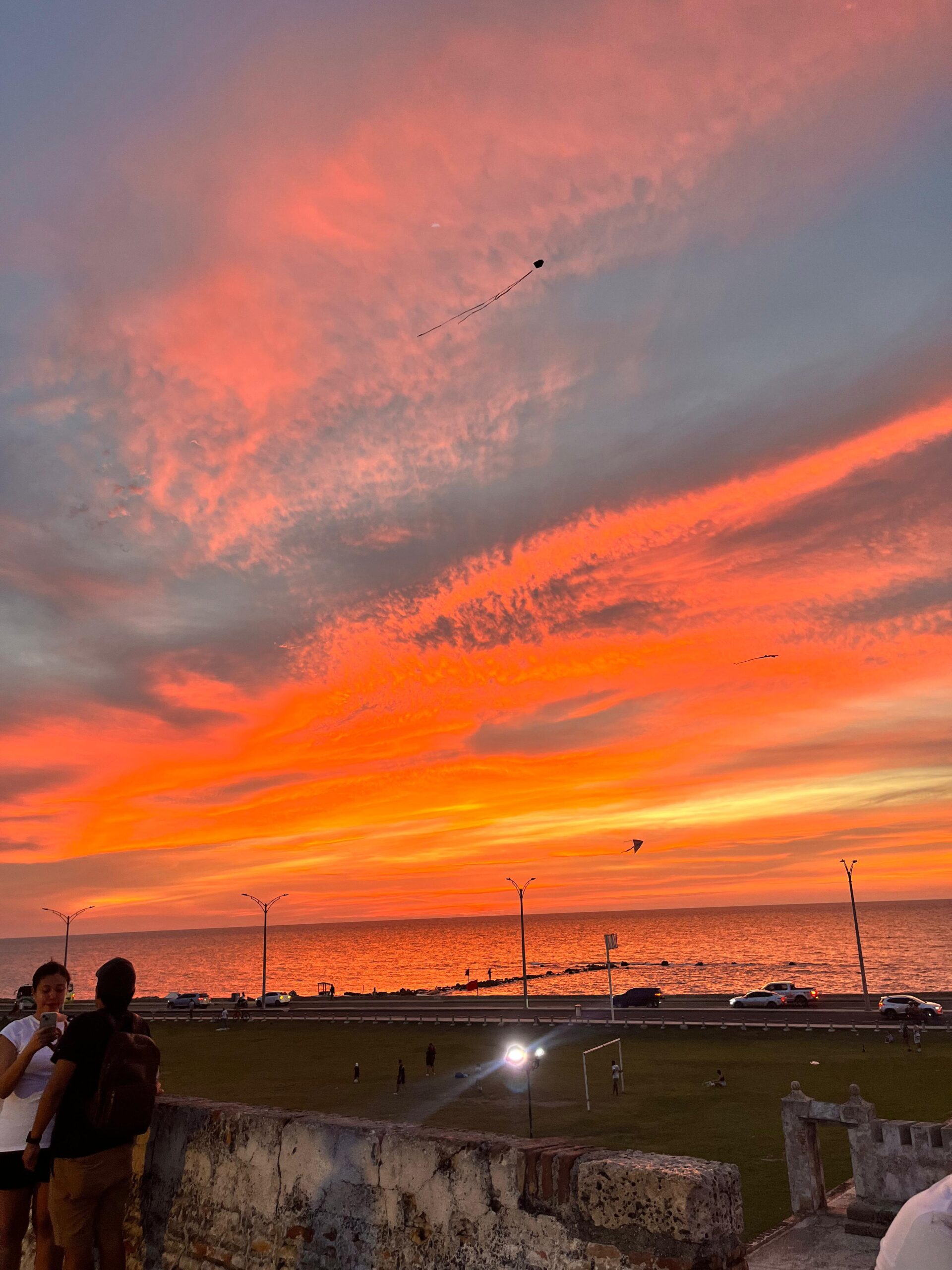Caribbean sunset viewed from Cartagena's city wall