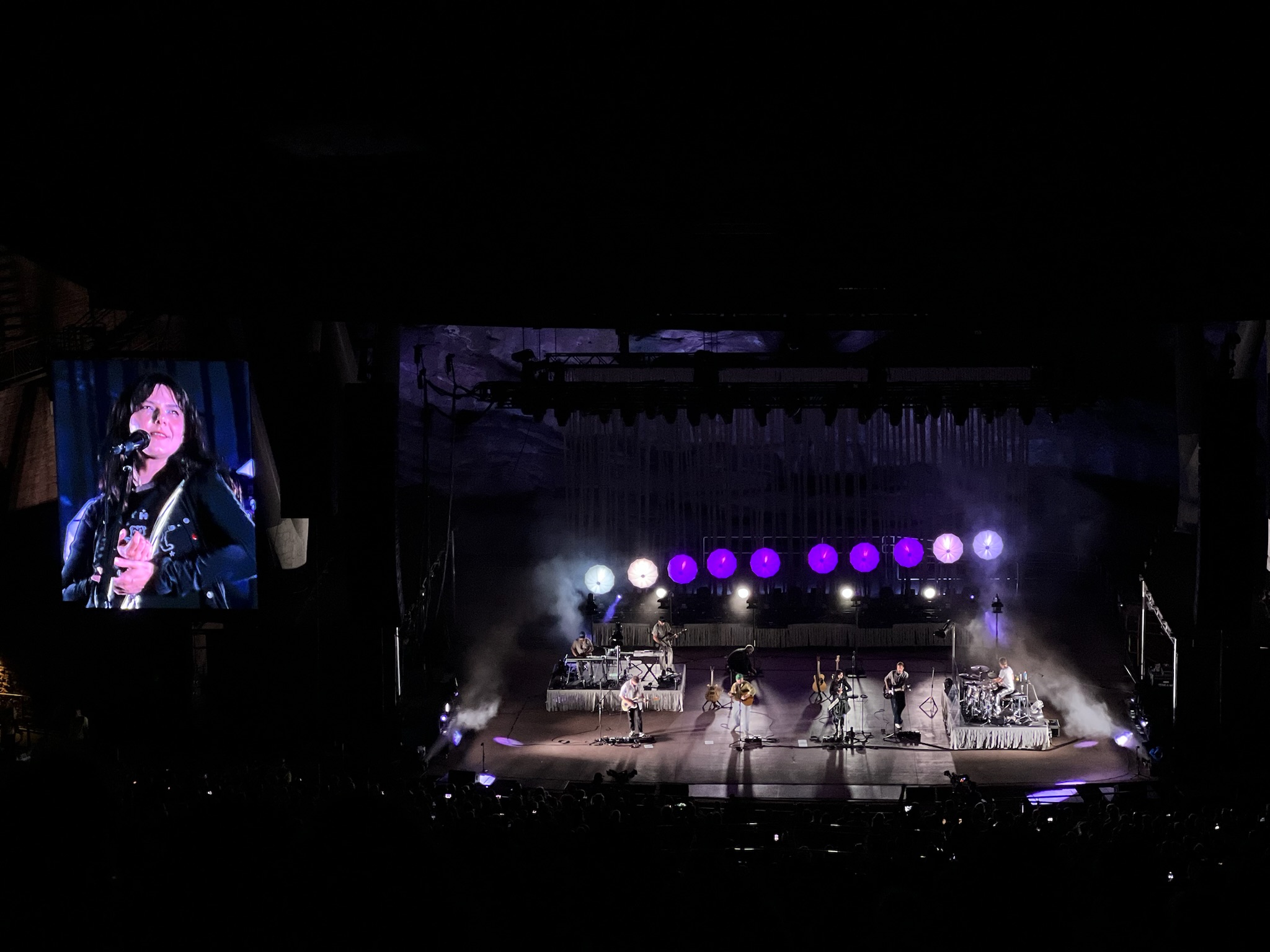 Of Monsters and Men vocalist performing at Red Rocks Amphitheatre during the August 6, 2026 concert