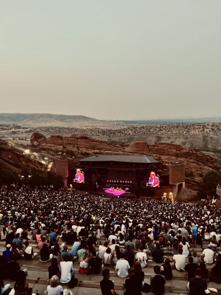 Audience filling Red Rocks Amphitheatre on August 6, 2026, before the Of Monsters and Men headline set 2